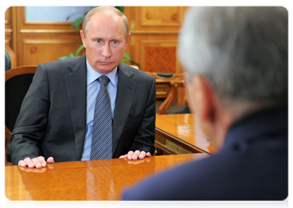 Prime Minister Vladimir Putin meeting with Ivan Dedov, President of the Russian Academy of Medical Sciences