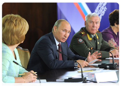 Prime Minister Vladimir Putin at a meeting of the National Popular Front’s Federal Coordination Council devoted to summarising the results of the primaries