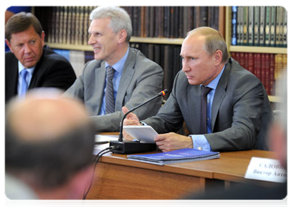 Prime Minister Vladimir Putin at a meeting with active members of the Russian Rectors’ Union