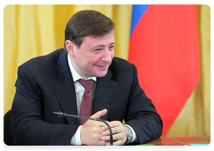 Deputy Prime Minister and Russian President's Envoy to the North Caucasus Federal District Alexander Khloponin at a meeting of the Government Commission on the Socio-Economic Development of the North Caucasus Federal District