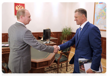 Prime Minister Vladimir Putin meets with head of the Udmurtian Republic Alexander Volkov