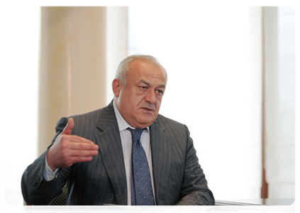 Taimuraz Mamsurov, leader of North Ossetia – Alaniya, at a meeting with Prime Minister Vladimir Putin