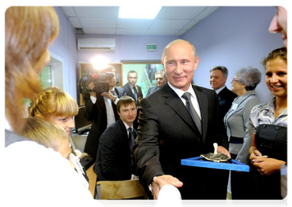 Prime Minister Vladimir Putin visiting School No. 29, named after Pyotr Zabrodin, in Podolsk