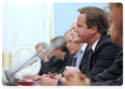 British Prime Minister David Cameron at the meeting with Prime Minister Vladimir Putin