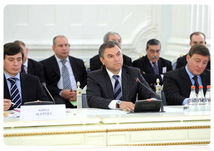 Deputy Prime Minister and Chief of the Government Staff Vyacheslav Volodin holds a meeting of the Russia-Singapore High-Level Intergovernmental  Commission