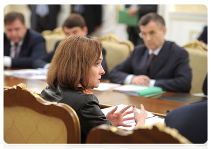 Minister of Economic Development Elvira Nabiullina at a Government Presidium meeting