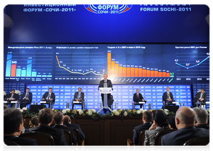 Председатель Правительства Российской Федерации В.В.Путин принял участие в пленарном заседании X Международного инвестиционного форума «Сочи-2011»