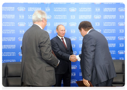 В рамках Х Международного инвестиционного форума в присутствии Председателя Правительства Российской Федерации В.В.Путина был подписан ряд документов