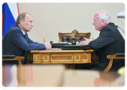 Prime Minister Vladimir Putin holds a meeting with Tomsk Region Governor Viktor Kress