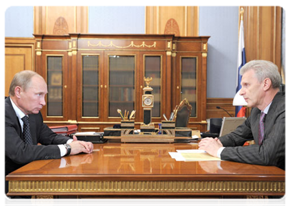 Prime Minister Vladimir Putin meets with Minister of Education and Science Andrei Fursenko