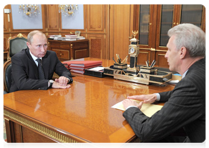 Prime Minister Vladimir Putin meets with Minister of Education and Science Andrei Fursenko