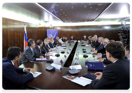 Prime Minister Vladimir Putin chairs a meeting of the Russian Popular Front Coordination Council