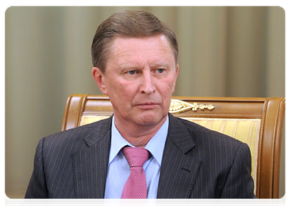Deputy Prime Minister Sergei Ivanov at the Government meeting