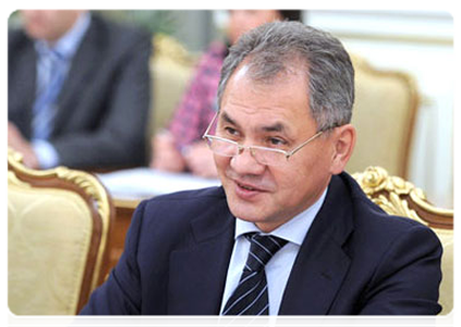 Minister of Civil Defence, Emergencies and Disaster Relief Sergei Shoigu at a meeting of the Government Presidium
