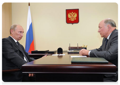 Prime Minister Vladimir Putin meeting with Vologda Region Governor Vyacheslav Pozgalyov