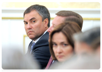Deputy Prime Minister and Chief of the Government Staff Vyacheslav Volodin at a meeting of the Government Presidium