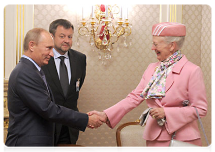 Prime Minister Vladimir Putin meeting with Queen Margrethe II of Denmark