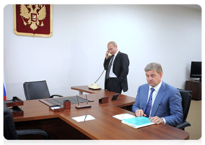 Prime Minister Vladimir Putin meeting with Primorye Territory Governor Sergei Darkin