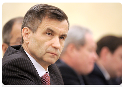 Interior Minister Rashid Nurgaliyev at a Government Presidium meeting