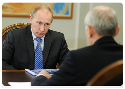 Prime Minister Vladimir Putin meeting with Head of the Republic of Bashkortostan Rustem Khamitov