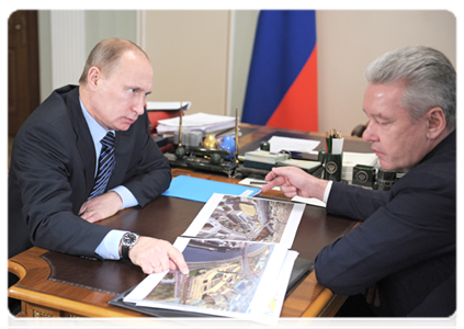 Prime Minister Vladimir Putin meets with Moscow Mayor Sergei Sobyanin