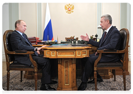 Prime Minister Vladimir Putin meets with Moscow Mayor Sergei Sobyanin