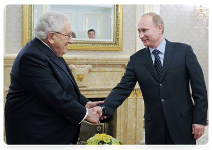 Prime Minister Vladimir Putin meets with former U.S. Secretary of State Henry Kissinger