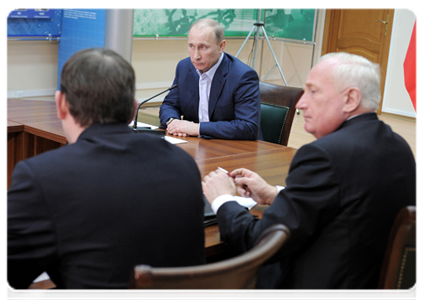 Prime Minister Vladimir Putin at the meeting with the top managers of the leading industrial enterprises in the Tomsk Region