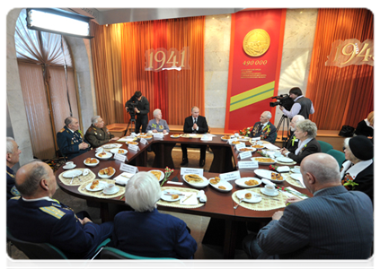 Prime Minister Vladimir Putin meeting with WWII veterans in St Petersburg