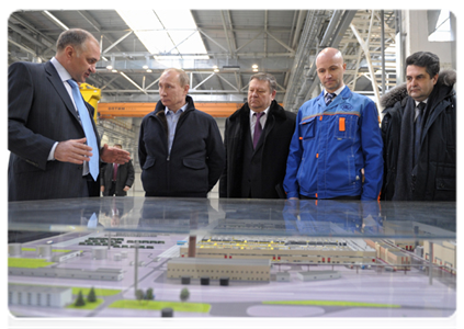 Prime Minister Vladimir Putin visits the Tikhvin train carriage factory