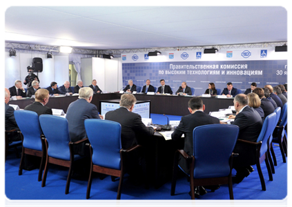 Prime Minister Vladimir Putin holding a meeting of the Government Commission on High Technology and Innovation at the Tikhvin Freight Car Building Plant