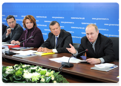 Prime Minister Vladimir Putin holding a meeting on Russian livestock farming in Tambov