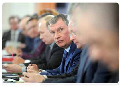 Deputy Prime Minister Igor Sechin at a meeting on Russian livestock farming in Tambov