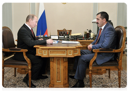 Prime Minister Vladimir Putin meets with President of Ingushetia Yunus-Bek Yevkurov