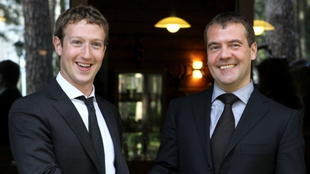 Prime Minister Dmitry Medvedev meets with Facebook founder and president Mark Zuckerberg
