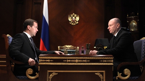 Рабочая встреча Дмитрия Медведева с президентом компании «Интеррос» Владимиром Потаниным