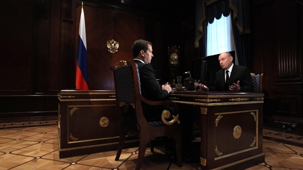 Рабочая встреча Дмитрия Медведева с президентом компании «Интеррос» Владимиром Потаниным