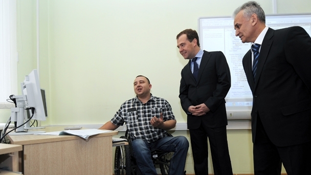 Prime Minister Dmitry Medvedev visits the Moscow State  Humanitarian and Economics Institute