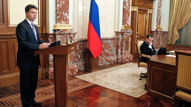 Prime Minister Dmitry Medvedev and Minister of Transport Maxim Sokolov