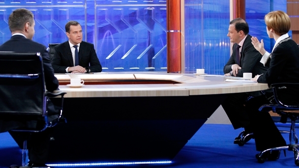 “A Conversation With Dmitry Medvedev.” An interview by five TV channels