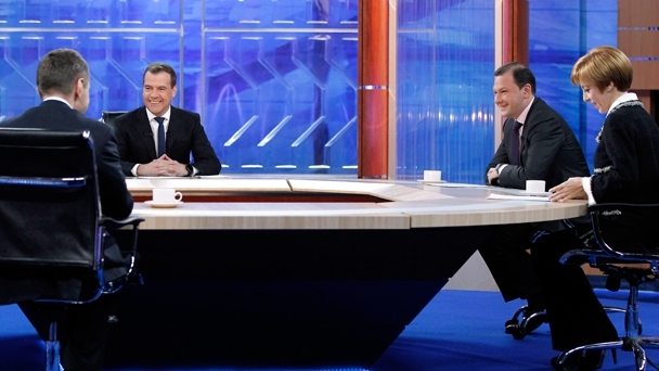 “A Conversation With Dmitry Medvedev.” An interview by five TV channels