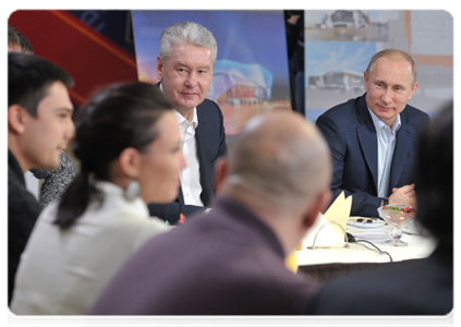 Председатель Правительства Российской Федерации В.В.Путин и мэр Москвы С.С.Собянин