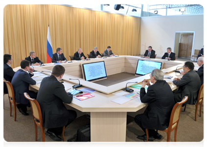 Prime Minister Vladimir Putin holds a meeting on earthquake relief in Siberian regions