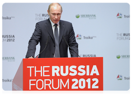 Prime Minister Vladimir Putin attending the Russia 2012 investment forum