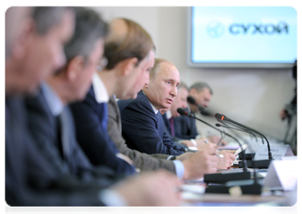 Prime Minister Vladimir Putin holding a meeting on government policy on defence industry development to 2020 and beyond