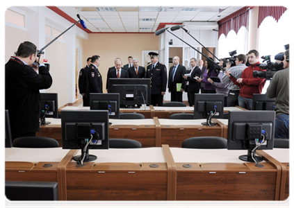 Prime Minister Vladimir Putin visits the Barnaul Law Institute under the Russian Interior Ministry