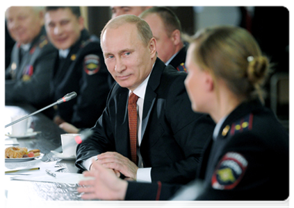 Prime Minister Vladimir Putin at a meeting with Altai Territory law enforcement officers in Barnaul