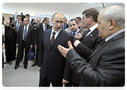 Prime Minister Vladimir Putin at the National Research Institute of Experimental Physics (VNIIEF), where he learnt about the latest developments at the nuclear centre
