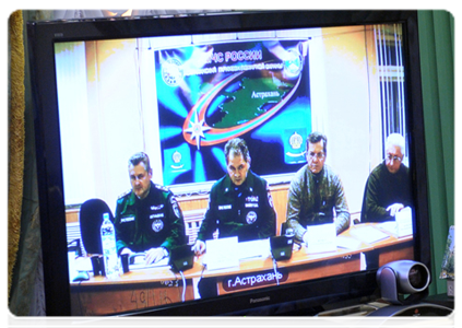 A videoconference on tackling the collapse of an entrance to an apartment block in Astrakhan