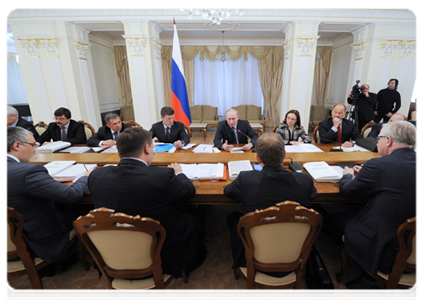Prime Minister Vladimir Putin at a meeting of the supervisory board of the Strategic Initiatives Agency